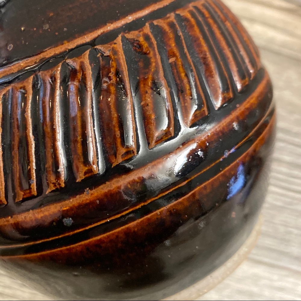 Glazed pottery vase in brown and mossy green - Picture 5 of 15